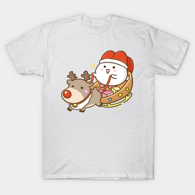 Bunny Santa with Reindeer T-Shirt by Anicue